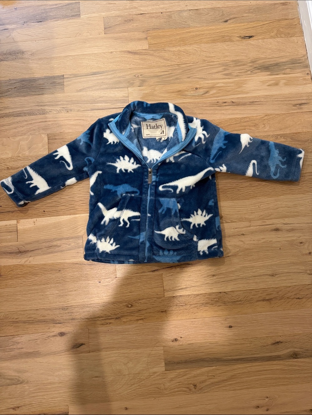 Hatley Navy and White Dinosaur Fleece Jacket for Kids